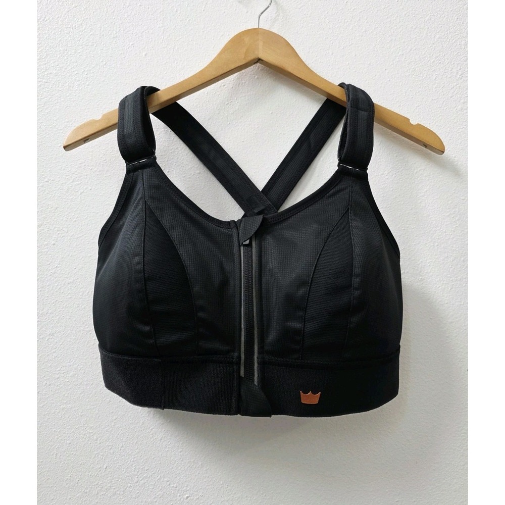 SHEFIT Ultimate Sports Bra Size 1Luxe Adjustable High Impact Front Zip Black